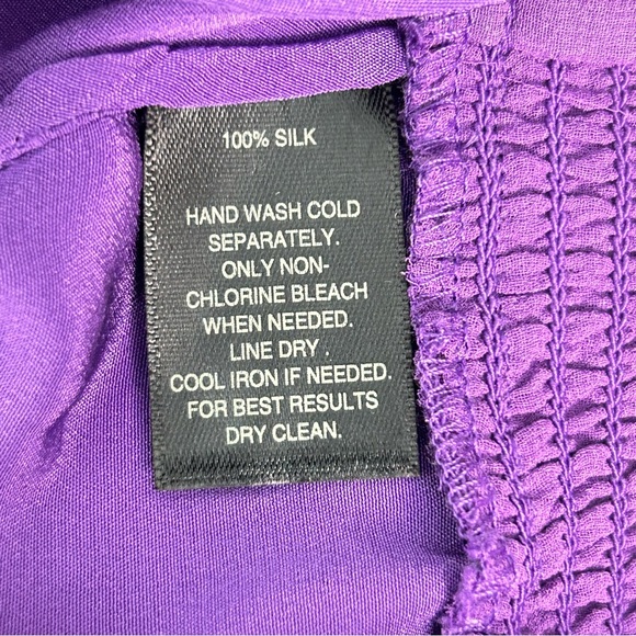 White House Black Market Flutter Sleeve Silk  Purple Blouse NWT - Picture 11 of 14